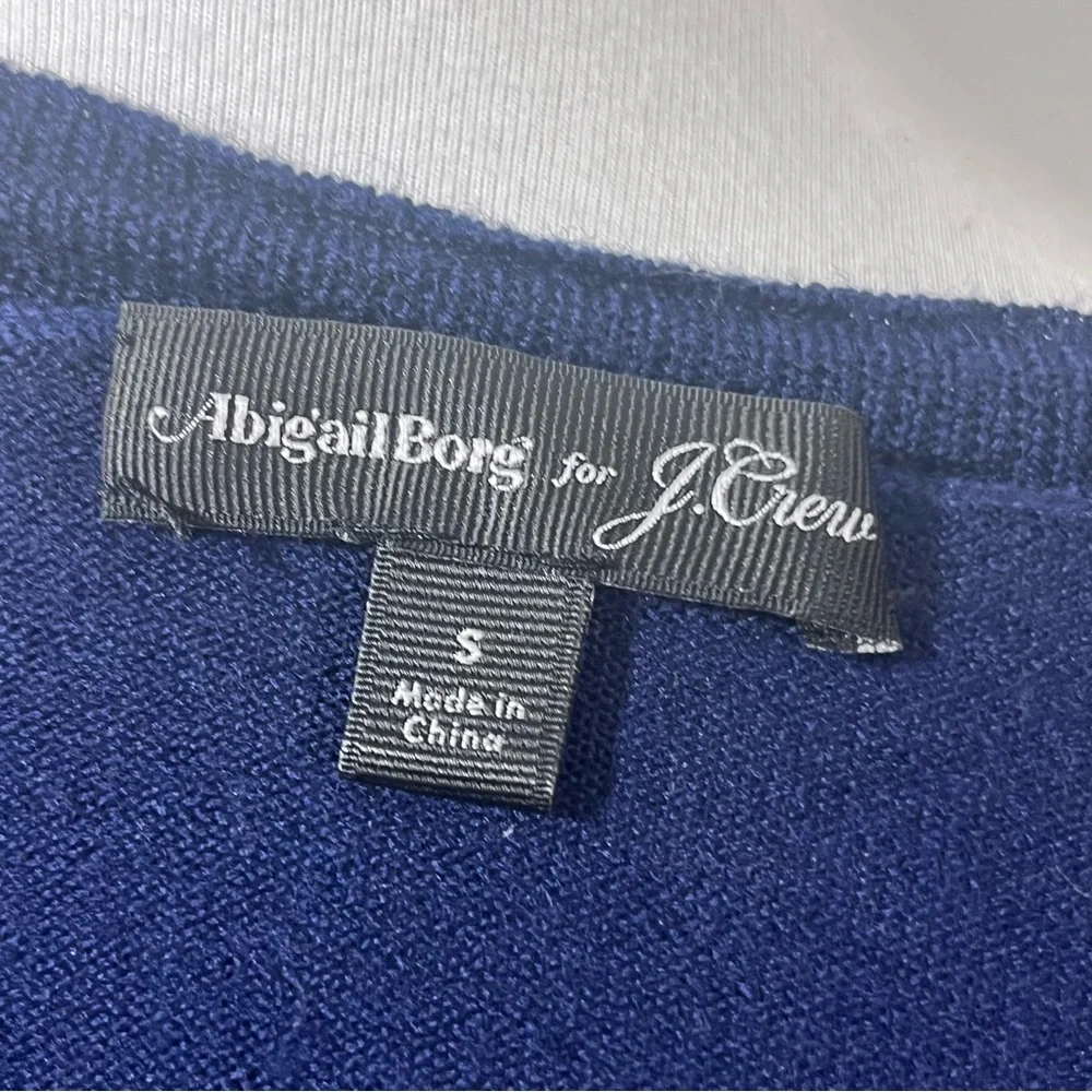 Abigail Borg x J.Crew Navy Wool Sweater Tie Neck Bow Long Sleeve Size S